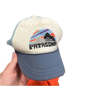 Patagonia Logo Trucker Hat Blue Mesh Organic Cotton Baseball Snapback Cap